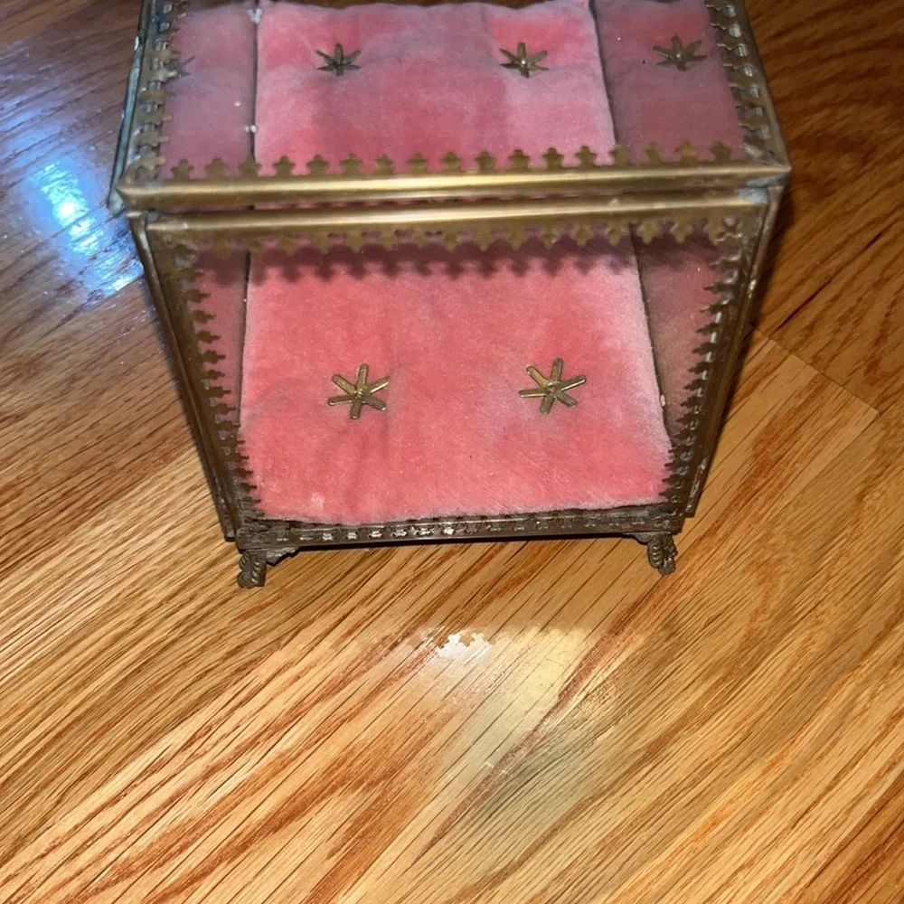 Anthropologie Velvet Lined Glass Jewelry Box NIB